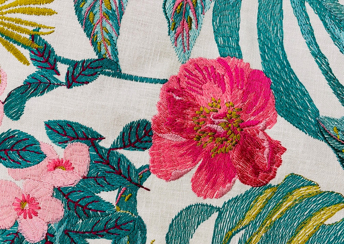 NEW Lord Frederick Novelty Embroidered Floral Drapery and Decorating Fabric in White - Fancy Styles Fabric Pierre Frey Lee Jofa Brunschwig & Fils