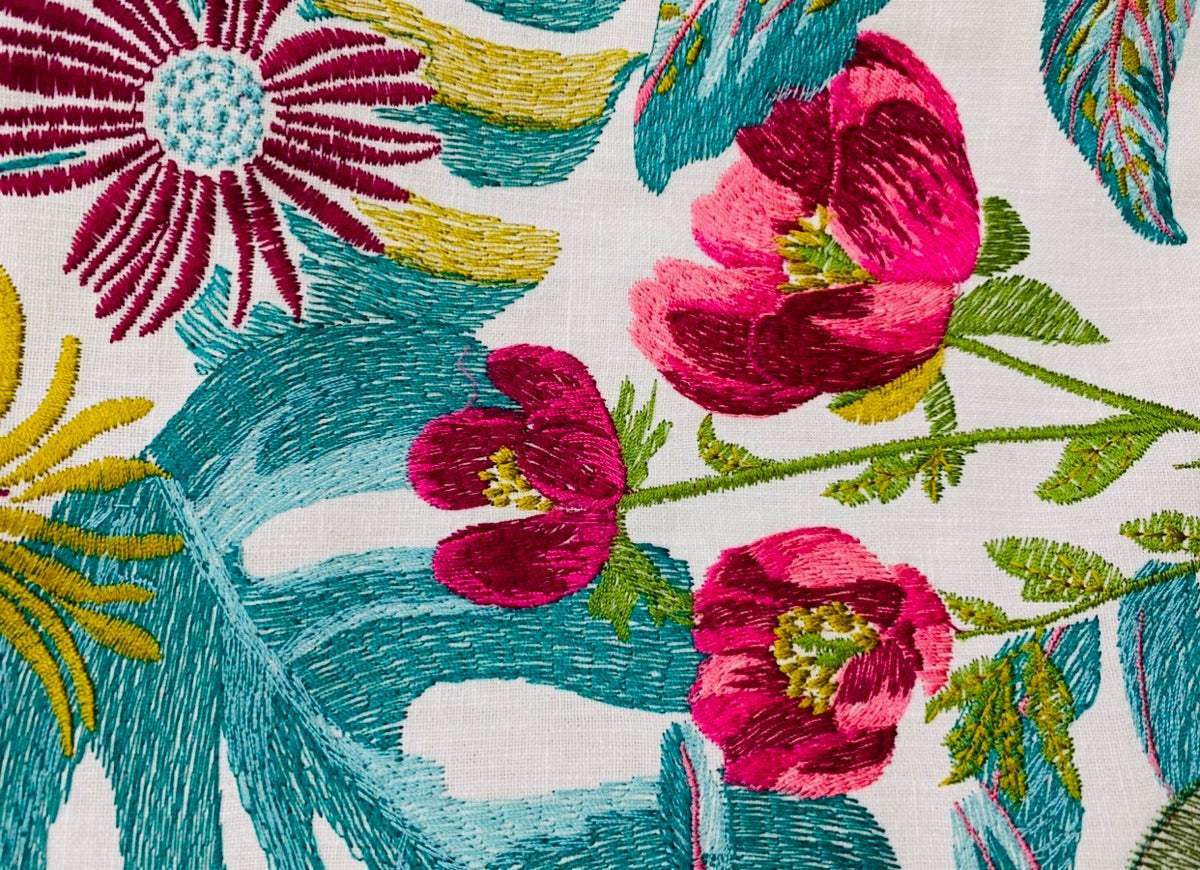 NEW Lord Frederick Novelty Embroidered Floral Drapery and Decorating Fabric in White - Fancy Styles Fabric Pierre Frey Lee Jofa Brunschwig & Fils