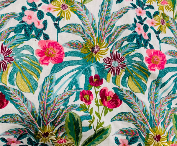 NEW Lord Frederick Novelty Embroidered Floral Drapery and Decorating Fabric in White - Fancy Styles Fabric Pierre Frey Lee Jofa Brunschwig & Fils