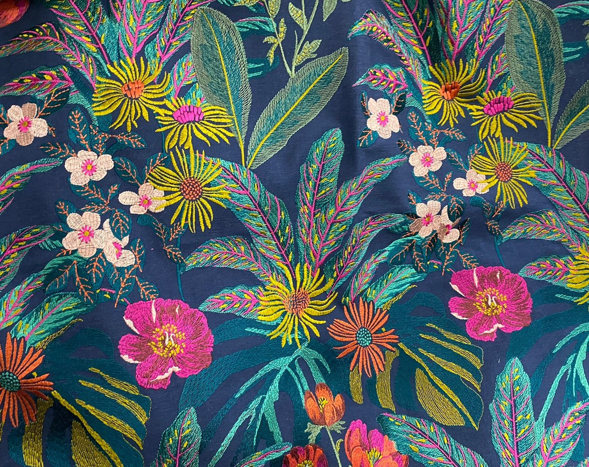 NEW Lord Frederick Novelty Embroidered Floral Drapery and Decorating Fabric in Blue - Fancy Styles Fabric Pierre Frey Lee Jofa Brunschwig & Fils