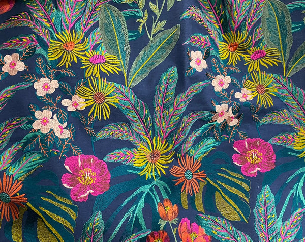 NEW Lord Frederick Novelty Embroidered Floral Drapery and Decorating Fabric in Blue - Fancy Styles Fabric Pierre Frey Lee Jofa Brunschwig & Fils