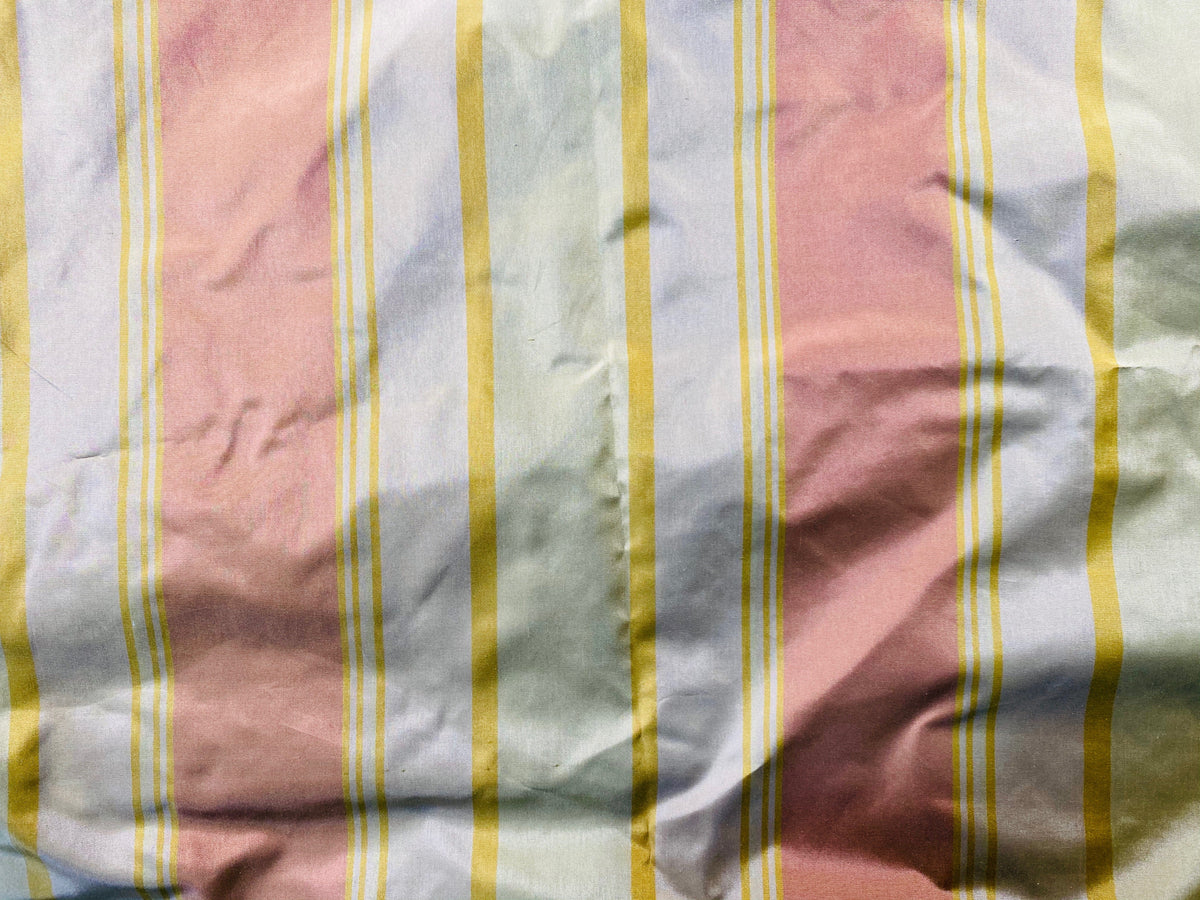 NEW Lady Matilda 100% Silk Taffeta Striped Fabric in Muted Red, Mustard Yellow, and White - Fancy Styles Fabric Pierre Frey Lee Jofa Brunschwig & Fils