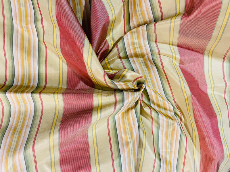 NEW Queen Antoinette 100% Silk Taffeta Interior Design Fabric Faded Stripes Motif in Yellow - Fancy Styles Fabric Pierre Frey Lee Jofa Brunschwig & Fils