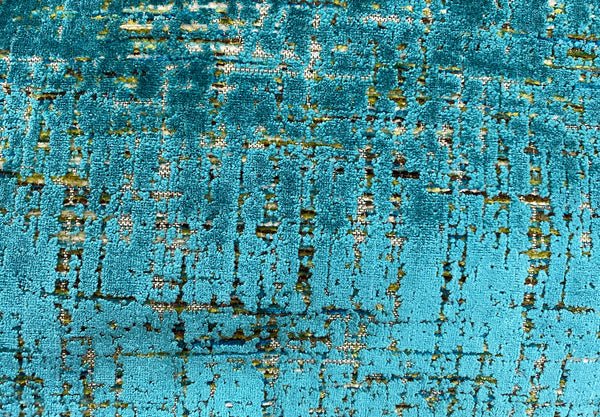 NEW Prince Archibald Novelty Upholstery Burnout Chenille Velvet Fabric in Turquoise - Fancy Styles Fabric Pierre Frey Lee Jofa Brunschwig & Fils