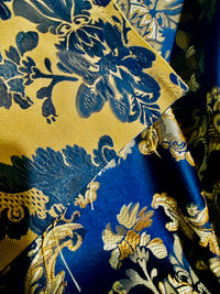 NEW Prince Lucas Designer Satin Damask Brocade Upholstery Drapery Peacock Blue Fabric - Fancy Styles Fabric Pierre Frey Lee Jofa Brunschwig & Fils
