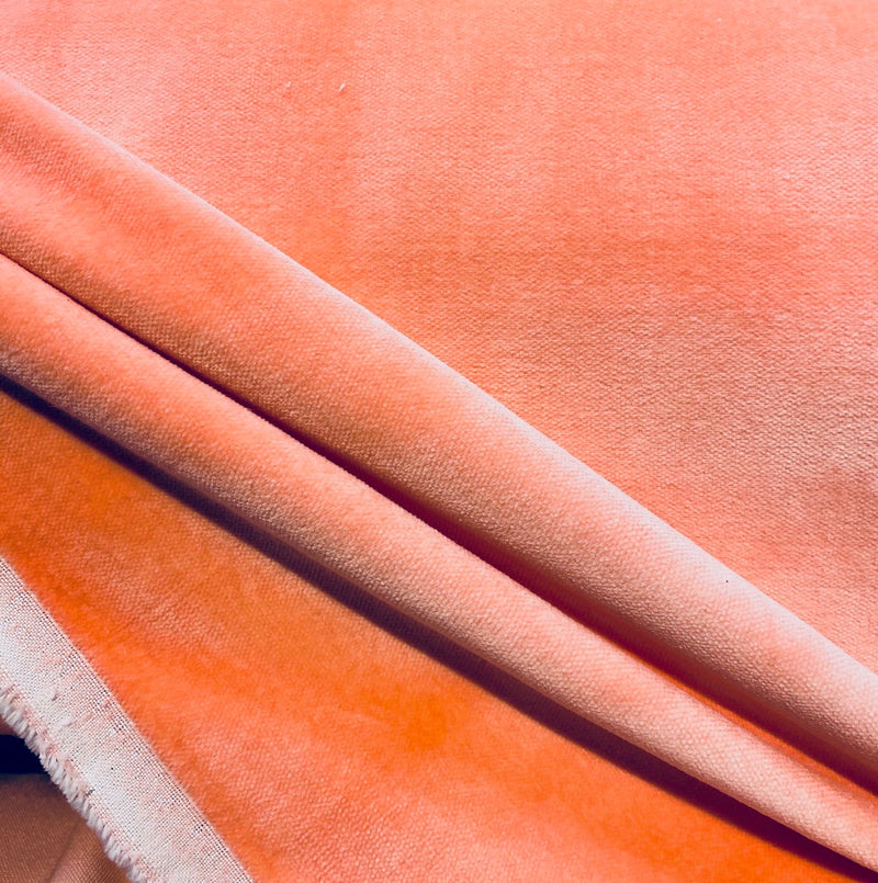 NEW Lord Niko 100% Cotton Upholstery Velvet Fabric in Neon Peach - Fancy Styles Fabric Pierre Frey Lee Jofa Brunschwig & Fils