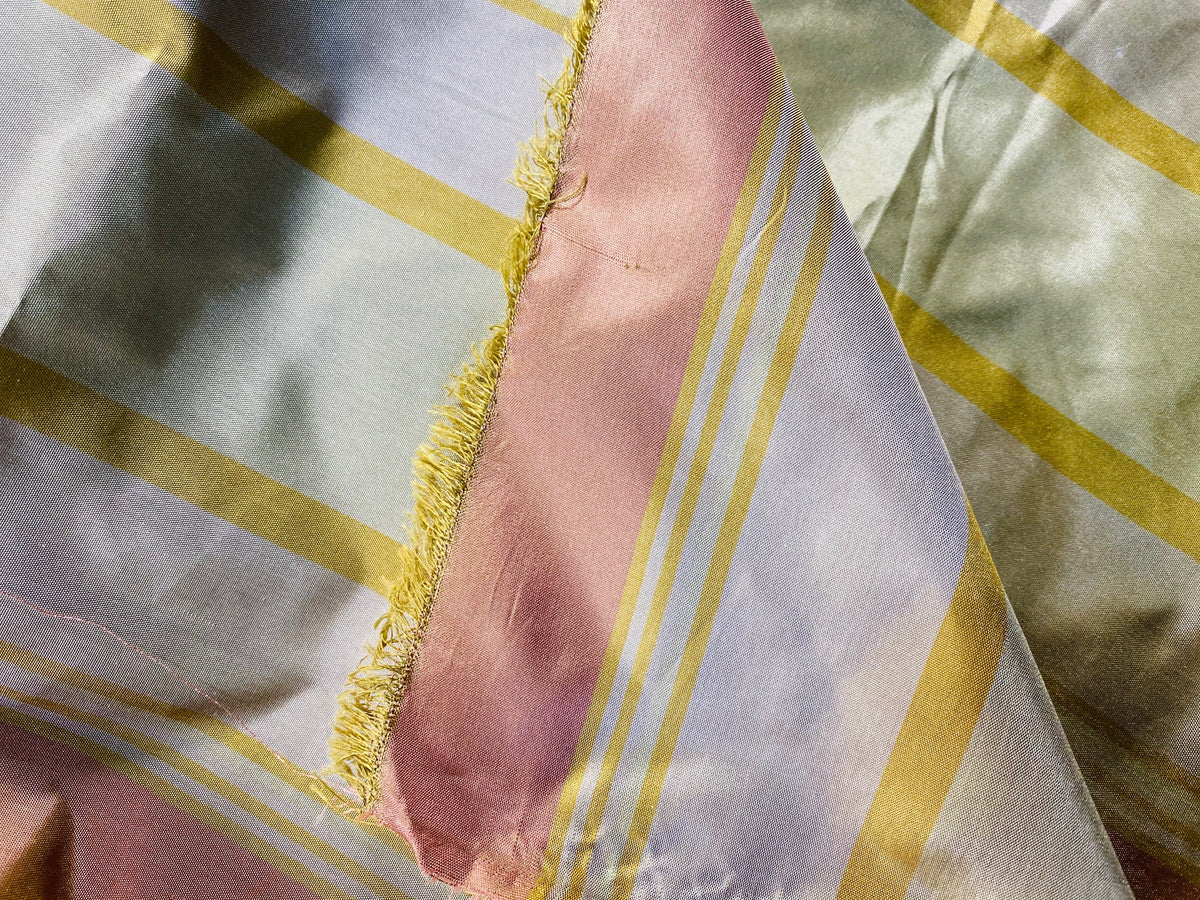 NEW Lady Matilda 100% Silk Taffeta Striped Fabric in Muted Red, Mustard Yellow, and White - Fancy Styles Fabric Pierre Frey Lee Jofa Brunschwig & Fils