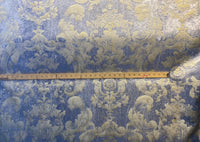 NEW! Queen Renee Designer Burnout Antique Inspired Velvet Fabric Eggshell Blue And Gold IF - Fancy Styles Fabric Pierre Frey Lee Jofa Brunschwig & Fils