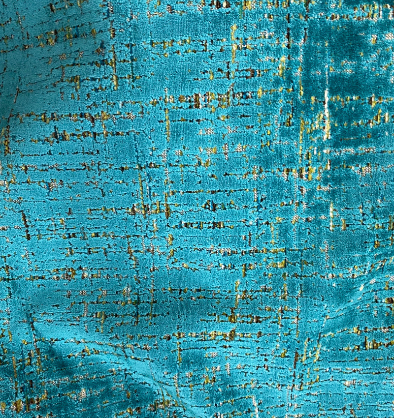 NEW Prince Archibald Novelty Upholstery Burnout Chenille Velvet Fabric in Turquoise - Fancy Styles Fabric Pierre Frey Lee Jofa Brunschwig & Fils