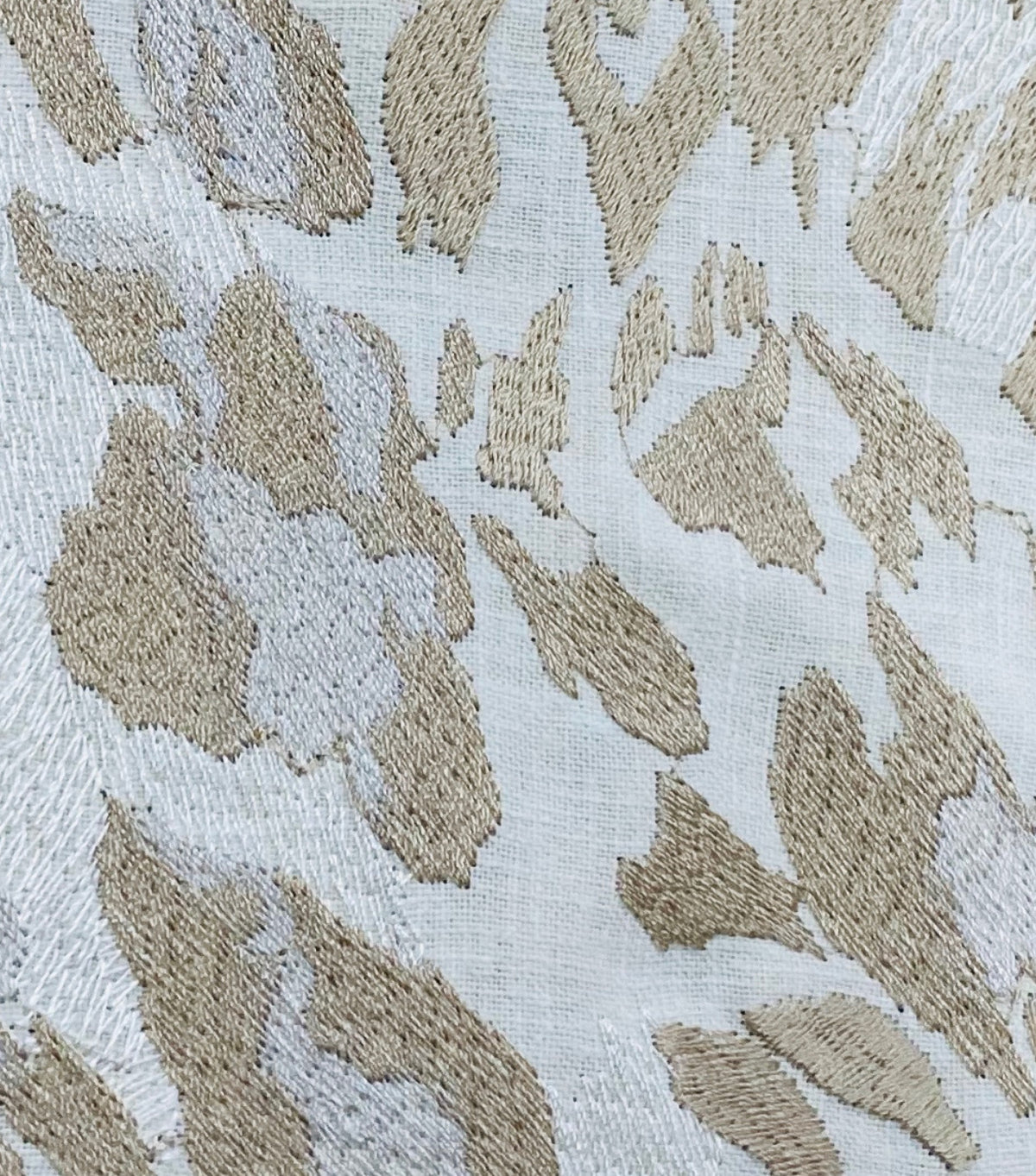NEW Prince Stanley Novelty Embroidered Leopard Decorating Fabric in White & Beige - Fancy Styles Fabric Pierre Frey Lee Jofa Brunschwig & Fils