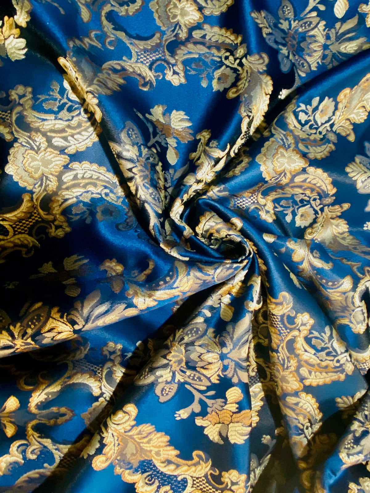 NEW Prince Lucas Designer Satin Damask Brocade Upholstery Drapery Peacock Blue Fabric - Fancy Styles Fabric Pierre Frey Lee Jofa Brunschwig & Fils