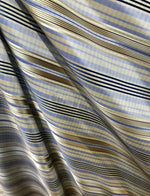 DEAL! Count Levi 100% Silk Taffeta Ribbon Striped Blue and Gold Fabric - Fancy Styles Fabric Pierre Frey Lee Jofa Brunschwig & Fils