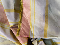 NEW Lady Matilda 100% Silk Taffeta Striped Fabric in Muted Red, Mustard Yellow, and White - Fancy Styles Fabric Pierre Frey Lee Jofa Brunschwig & Fils