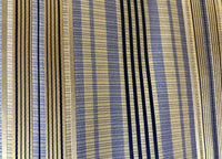DEAL! Count Levi 100% Silk Taffeta Ribbon Striped Blue and Gold Fabric - Fancy Styles Fabric Pierre Frey Lee Jofa Brunschwig & Fils