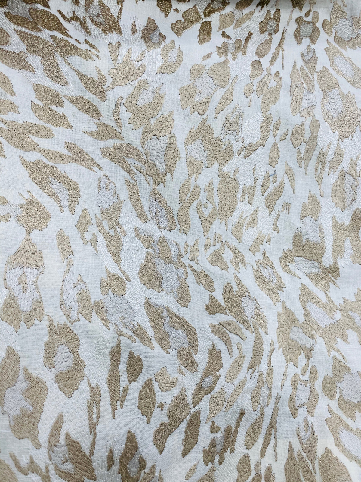 NEW Prince Stanley Novelty Embroidered Leopard Decorating Fabric in White & Beige - Fancy Styles Fabric Pierre Frey Lee Jofa Brunschwig & Fils