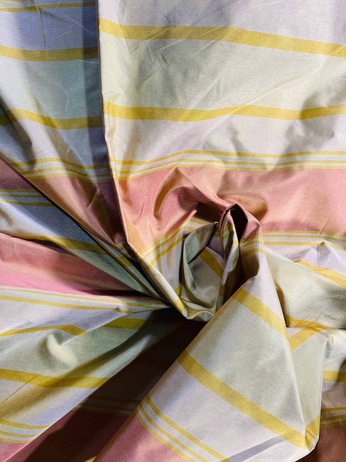 NEW Lady Matilda 100% Silk Taffeta Striped Fabric in Muted Red, Mustard Yellow, and White - Fancy Styles Fabric Pierre Frey Lee Jofa Brunschwig & Fils