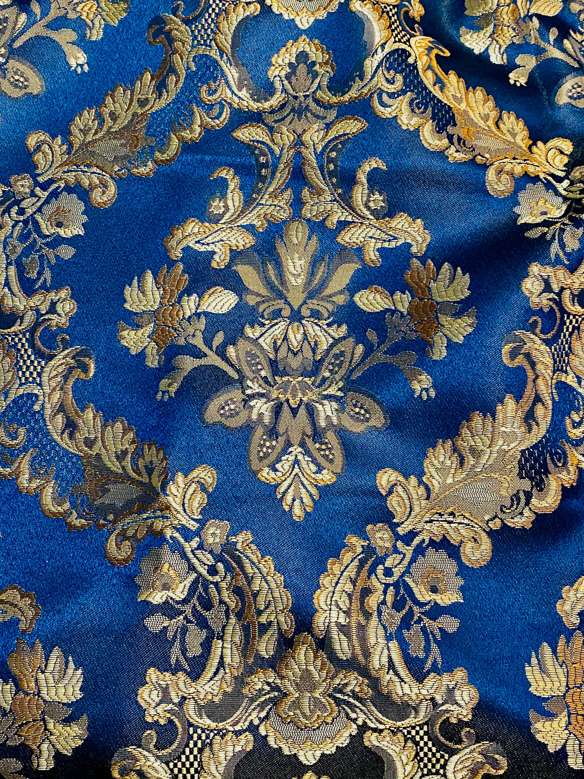 NEW Prince Lucas Designer Satin Damask Brocade Upholstery Drapery Peacock Blue Fabric - Fancy Styles Fabric Pierre Frey Lee Jofa Brunschwig & Fils