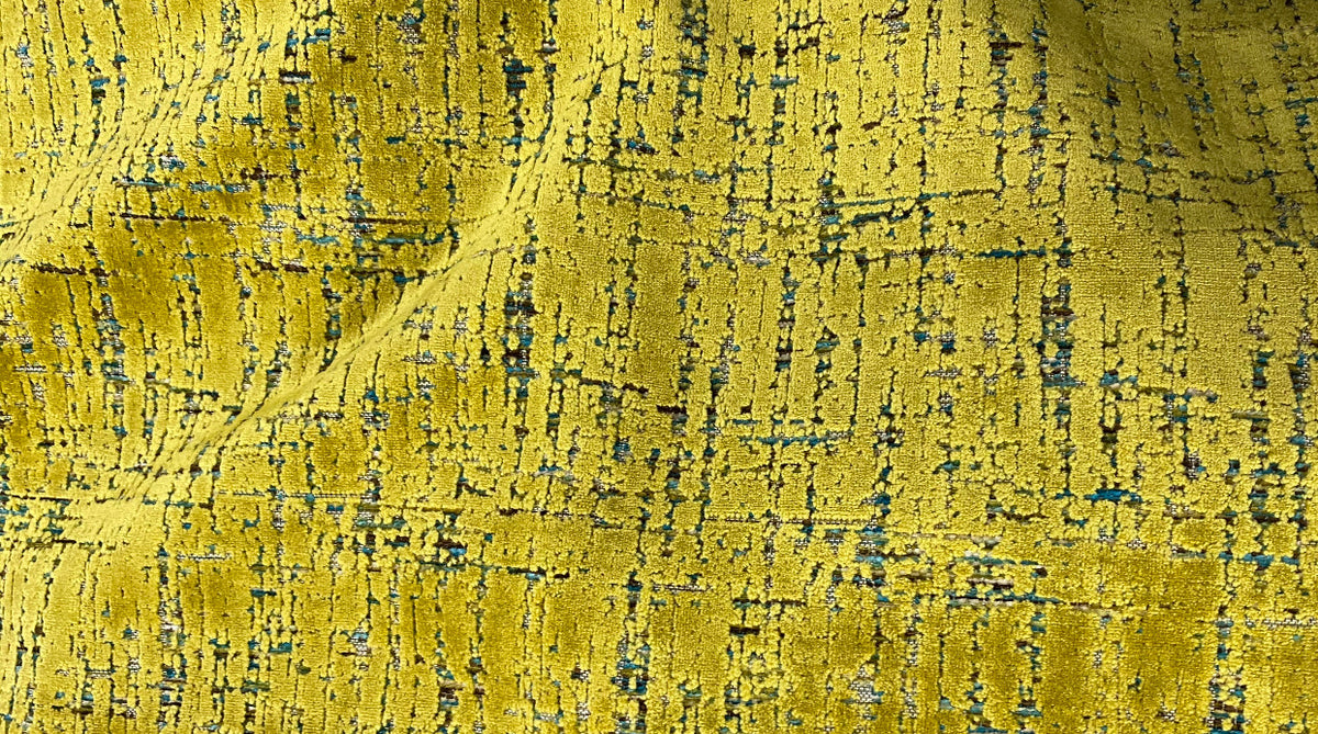 NEW Prince Archibald Novelty Upholstery Burnout Chenille Velvet Fabric in Electric Yellow - Fancy Styles Fabric Pierre Frey Lee Jofa Brunschwig & Fils