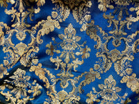 NEW Prince Lucas Designer Satin Damask Brocade Upholstery Drapery Peacock Blue Fabric - Fancy Styles Fabric Pierre Frey Lee Jofa Brunschwig & Fils