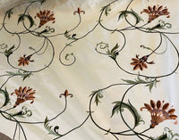 NEW Countess Manon 100% Silk Taffeta in Cream with Floral Embroidered Fabric - Fancy Styles Fabric Pierre Frey Lee Jofa Brunschwig & Fils