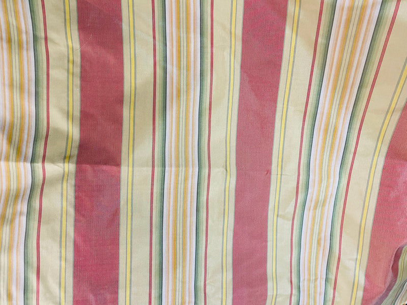 NEW Queen Antoinette 100% Silk Taffeta Interior Design Fabric Faded Stripes Motif in Yellow - Fancy Styles Fabric Pierre Frey Lee Jofa Brunschwig & Fils