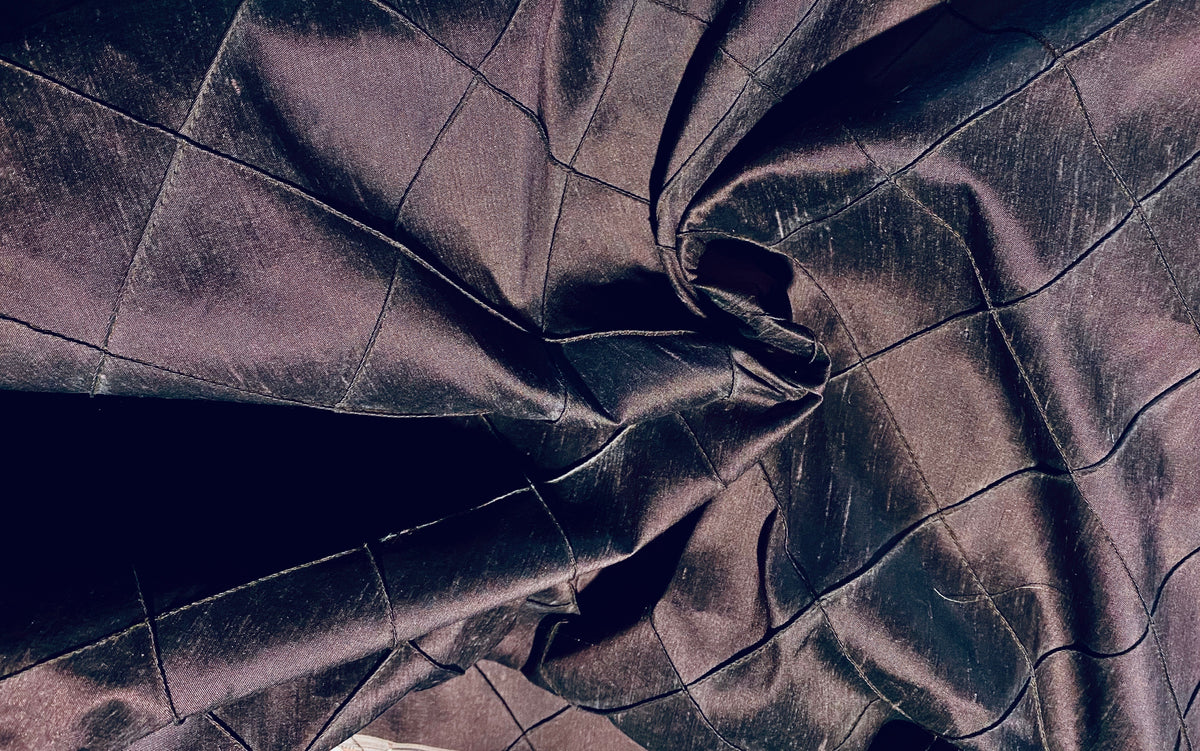 NEW Lady Annabelle 100% Silk Dupioni Pintuck Diamond Dark Purple Fabric By The Yard - Fancy Styles Fabric Pierre Frey Lee Jofa Brunschwig & Fils