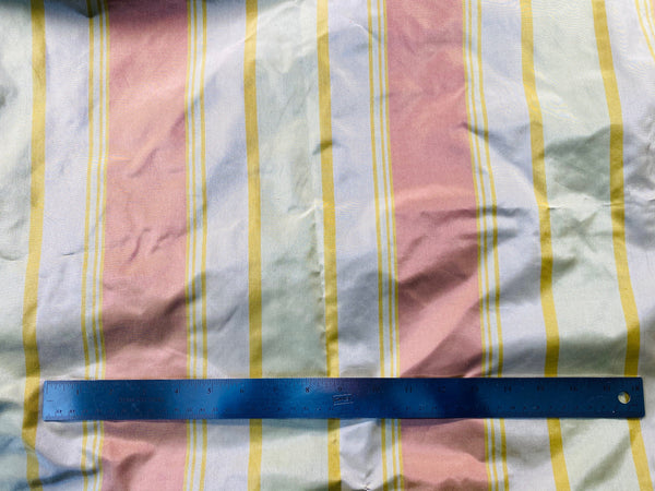 NEW Lady Matilda 100% Silk Taffeta Striped Fabric in Muted Red, Mustard Yellow, and White - Fancy Styles Fabric Pierre Frey Lee Jofa Brunschwig & Fils