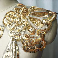 THE ROMAN Golden Sequin Applique - Fancy Styles Fabric Pierre Frey Lee Jofa Brunschwig & Fils