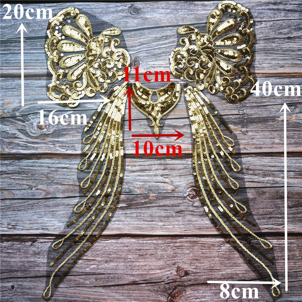 THE ROMAN Golden Sequin Applique - Fancy Styles Fabric Pierre Frey Lee Jofa Brunschwig & Fils