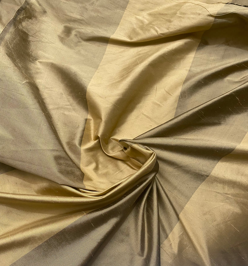 NEW Lady Garcia 100% Silk Taffeta Gold and Old Gold 6” Stripe Fabric