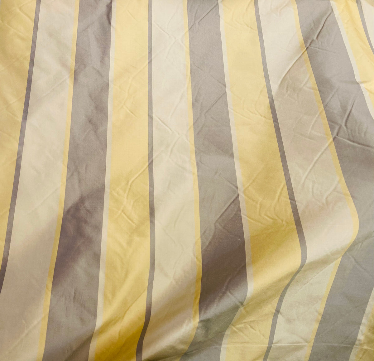 NEW Lady Mira Yellow, Champagne and Gray Stripe 100% Silk Taffeta Fabric - Fancy Styles Fabric Pierre Frey Lee Jofa Brunschwig & Fils