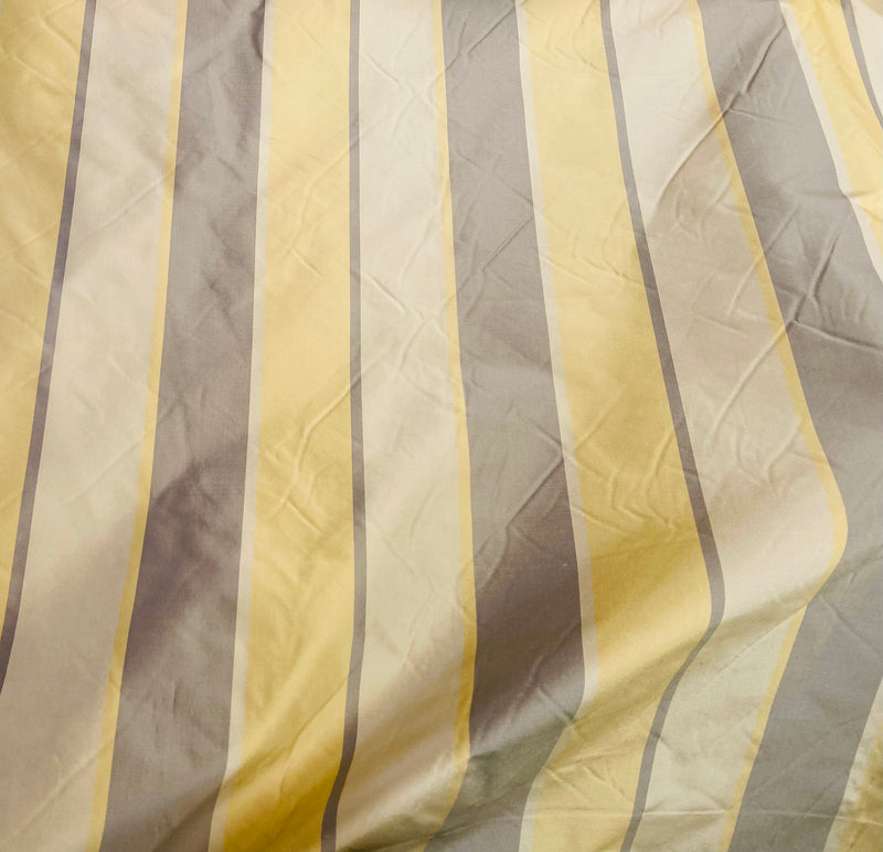 NEW Lady Mira Yellow, Champagne and Gray Stripe 100% Silk Taffeta Fabric