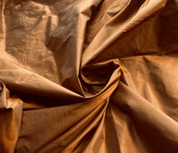 1 Yard Remnant- Lady Lisa Designer 100% Silk Taffeta Fabric in Copper with Gray Iridescence - Fancy Styles Fabric Pierre Frey Lee Jofa Brunschwig & Fils