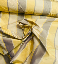 NEW Lady Mira Yellow, Champagne and Gray Stripe 100% Silk Taffeta Fabric - Fancy Styles Fabric Pierre Frey Lee Jofa Brunschwig & Fils
