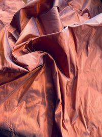 1 Yard Remnant- Duchess Mable 100% Silk Dupioni Fabric in Salmon Orange with Grey Iridescence - Fancy Styles Fabric Pierre Frey Lee Jofa Brunschwig & Fils