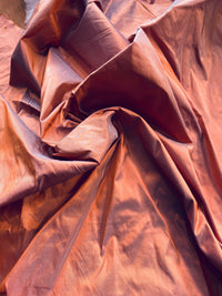 1 Yard Remnant- Duchess Mable 100% Silk Dupioni Fabric in Salmon Orange with Grey Iridescence - Fancy Styles Fabric Pierre Frey Lee Jofa Brunschwig & Fils