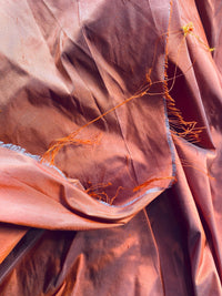 NEW Duchess Mable 100% Silk Dupioni Fabric in Salmon Orange with Grey Iridescence - Fancy Styles Fabric Pierre Frey Lee Jofa Brunschwig & Fils