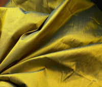 NEW Duchess Mable Designer 100% Silk Dupioni Fabric in Solid Electric Yellow with Teal Iridescence - Fancy Styles Fabric Pierre Frey Lee Jofa Brunschwig & Fils