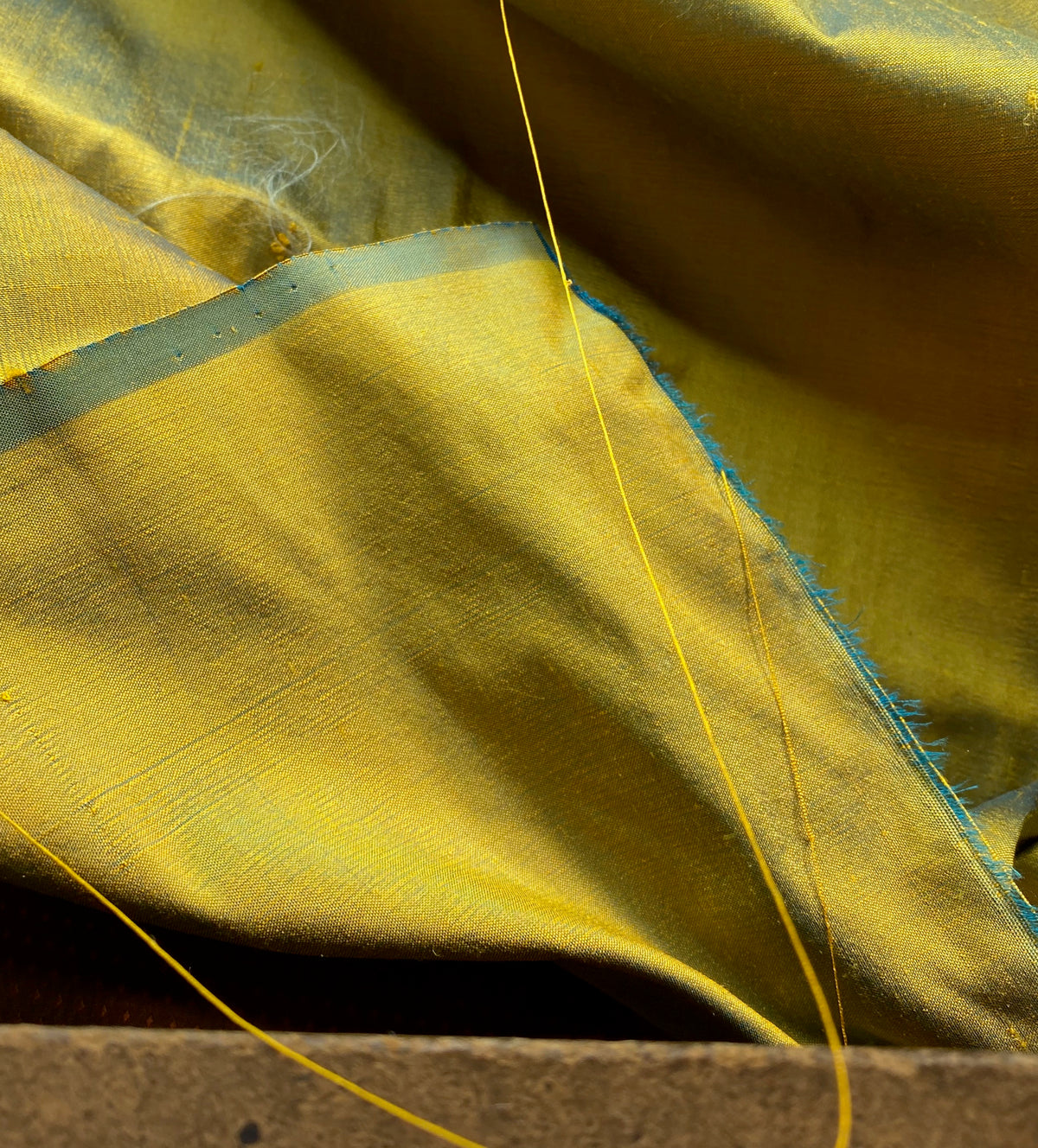 NEW Duchess Mable Designer 100% Silk Dupioni Fabric in Solid Electric Yellow with Teal Iridescence - Fancy Styles Fabric Pierre Frey Lee Jofa Brunschwig & Fils