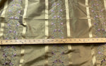 NEW Duchess Adele Designer 100% Silk Taffeta Ribbon Stripe Embroidered Floral Fabric in Gold and Lavender - Fancy Styles Fabric Pierre Frey Lee Jofa Brunschwig & Fils