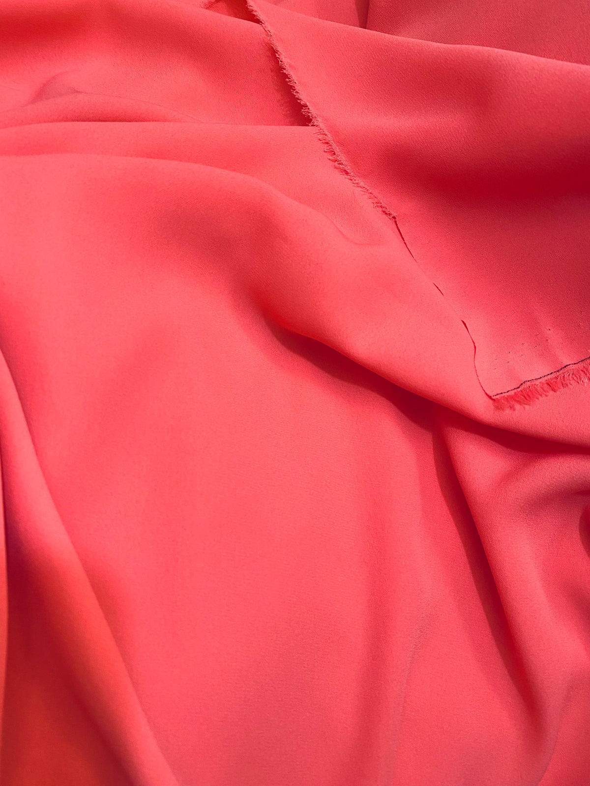 NEW Baroness De Leon Crepe Chiffon (Faux Silk Crepe) in Coral Synthetic - Fancy Styles Fabric Pierre Frey Lee Jofa Brunschwig & Fils