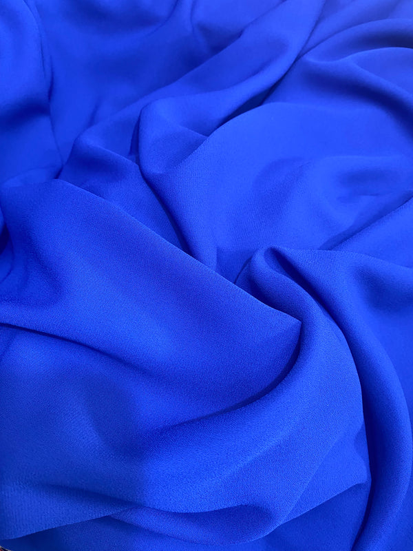NEW Baroness De Leon Crepe Chiffon (Faux Silk Crepe) in Electric Blue Synthetic - Fancy Styles Fabric Pierre Frey Lee Jofa Brunschwig & Fils