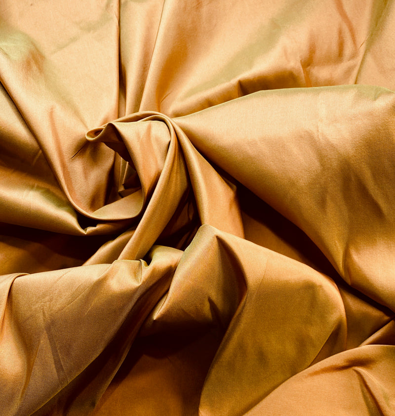 NEW Lady Lisa Designer 100% Silk Taffeta Fabric in Electric Peach with Electric Green Iridescence - Fancy Styles Fabric Pierre Frey Lee Jofa Brunschwig & Fils