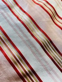 NEW Miss Charlotte Designer 100% Silk Dupioni Fabric with Red, Pink, Gold, & Copper Ribbon Stripes - Fancy Styles Fabric Pierre Frey Lee Jofa Brunschwig & Fils