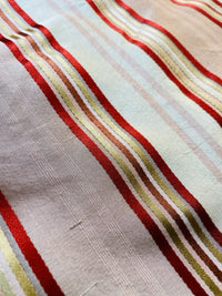 NEW Miss Charlotte Designer 100% Silk Dupioni Fabric with Red, Pink, Gold, & Copper Ribbon Stripes - Fancy Styles Fabric Pierre Frey Lee Jofa Brunschwig & Fils