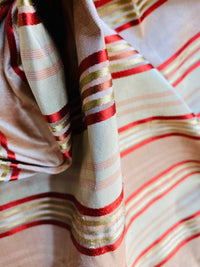 NEW Miss Charlotte Designer 100% Silk Dupioni Fabric with Red, Pink, Gold, & Copper Ribbon Stripes - Fancy Styles Fabric Pierre Frey Lee Jofa Brunschwig & Fils
