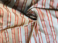 NEW Miss Charlotte Designer 100% Silk Dupioni Fabric with Red, Pink, Gold, & Copper Ribbon Stripes - Fancy Styles Fabric Pierre Frey Lee Jofa Brunschwig & Fils