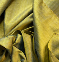 NEW Lady Bridgette Designer 100% Silk Dupioni Olive Green with Blue Iridescence Pinstriped Fabric - Fancy Styles Fabric Pierre Frey Lee Jofa Brunschwig & Fils
