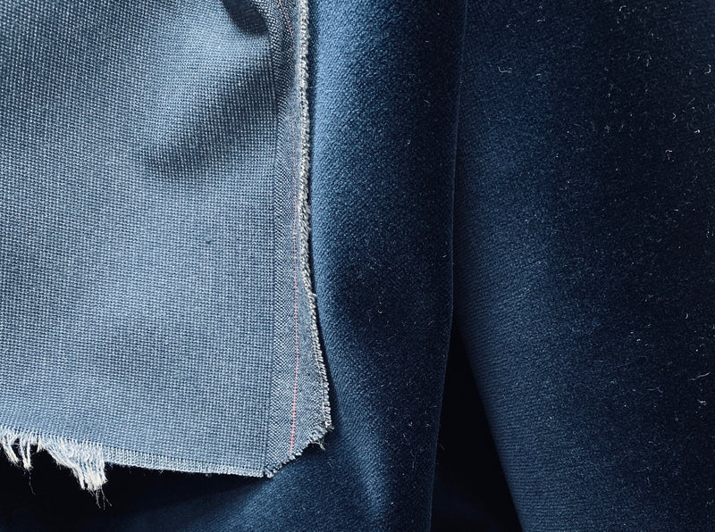 New Prince Oliver 100% Cotton made in Belgium Velvet Fabric in Midnight Blue - Fancy Styles Fabric Pierre Frey Lee Jofa Brunschwig & Fils