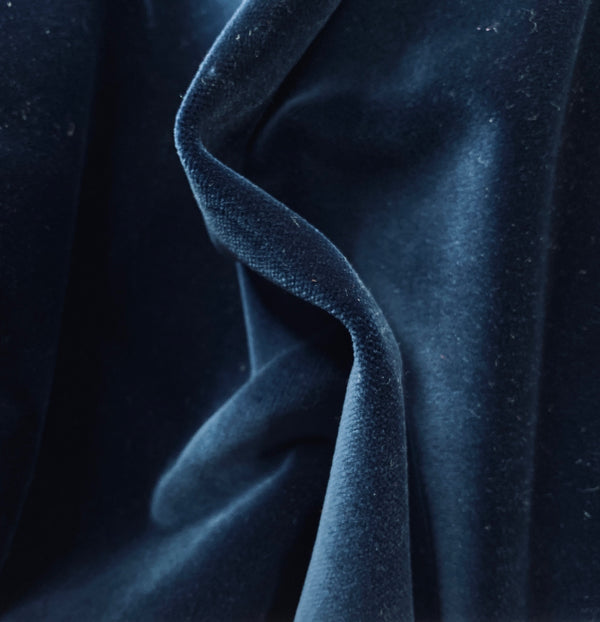 New Prince Oliver 100% Cotton made in Belgium Velvet Fabric in Midnight Blue - Fancy Styles Fabric Pierre Frey Lee Jofa Brunschwig & Fils